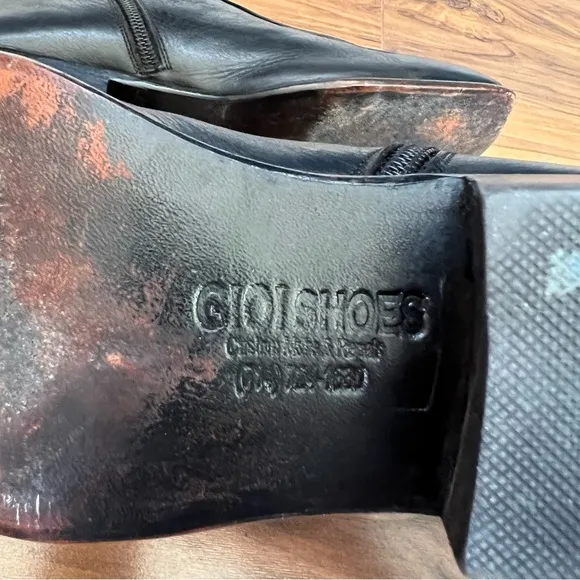 Sz7 Black Ankle Leather Boots