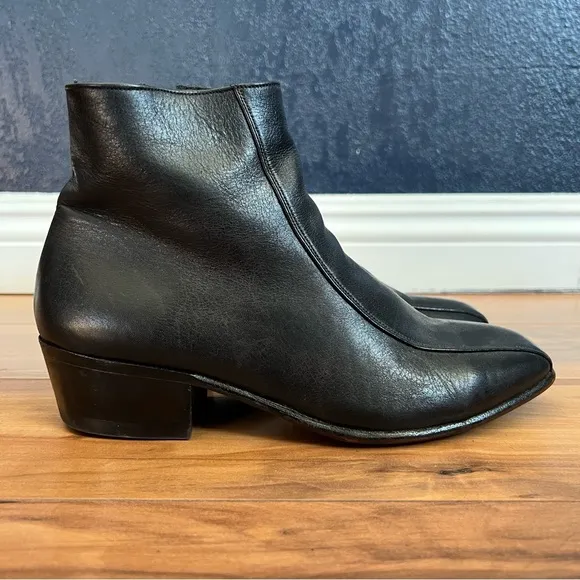Sz7 Black Ankle Leather Boots
