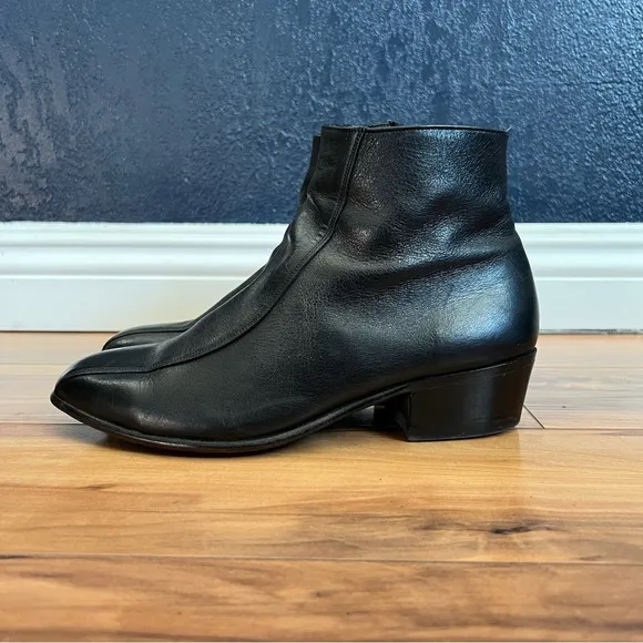 Sz7 Black Ankle Leather Boots