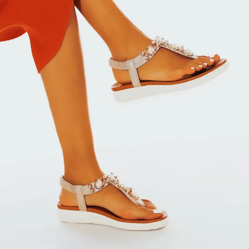 Vanccy Comfortable Pearl On Cloud Sandals