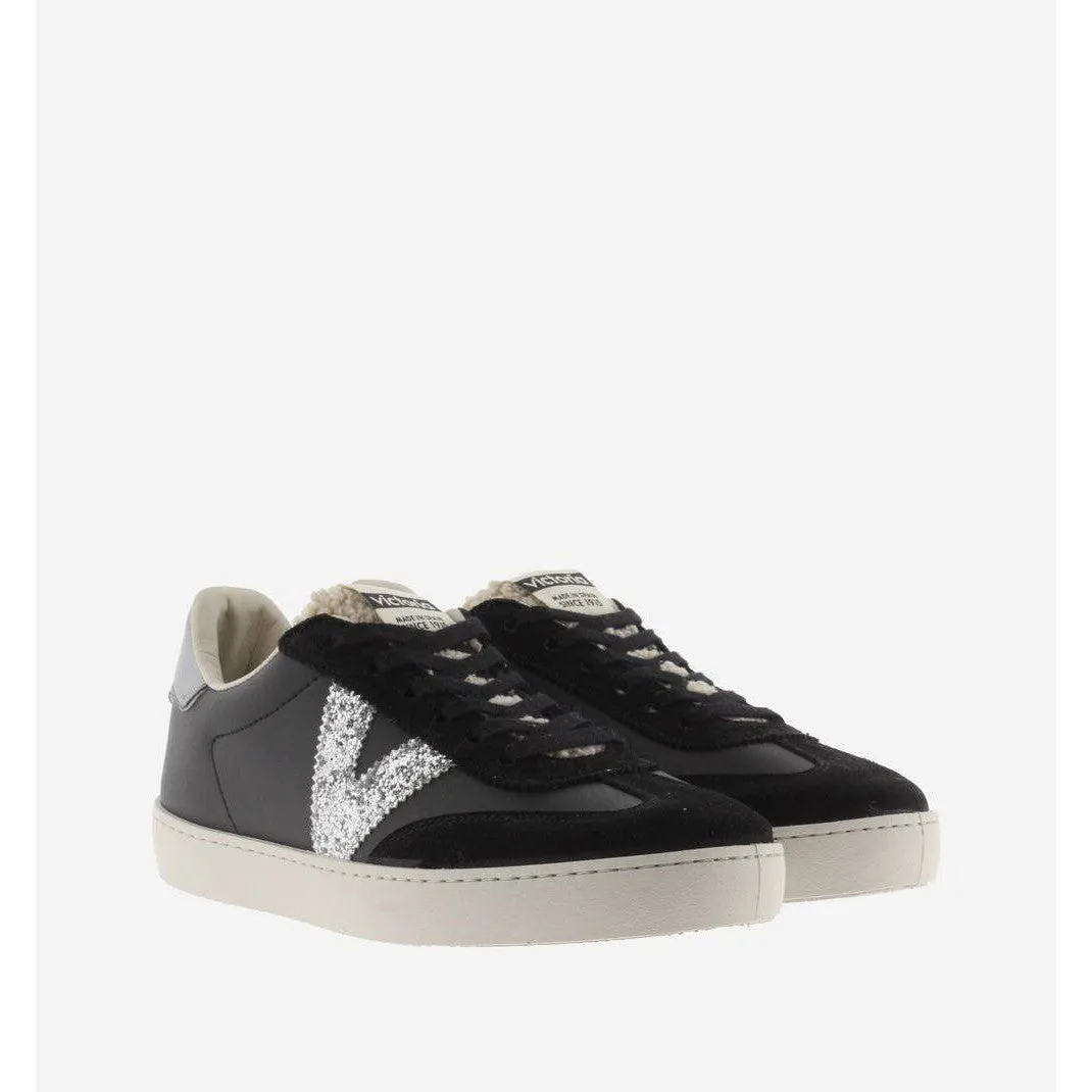 Victoria 1126185 Berlin Ladies Spanish Black Leather Lace Up Trainers