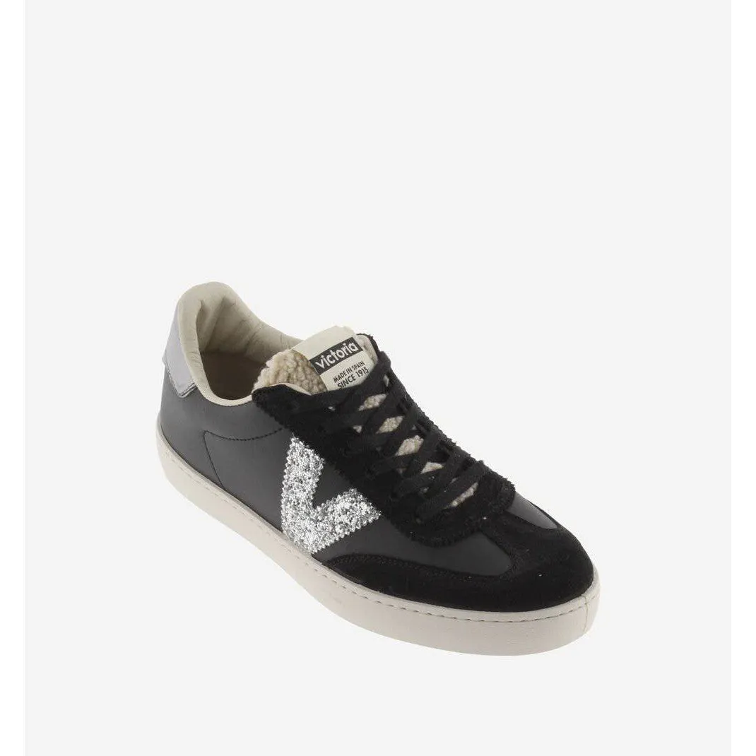 Victoria 1126185 Berlin Ladies Spanish Black Leather Lace Up Trainers