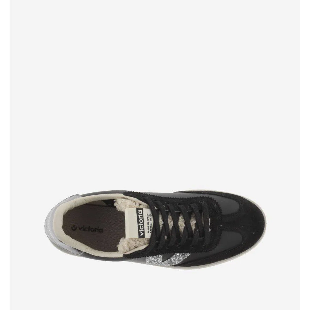 Victoria 1126185 Berlin Ladies Spanish Black Leather Lace Up Trainers